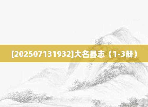 [202507131932]大名县志（1-3册）