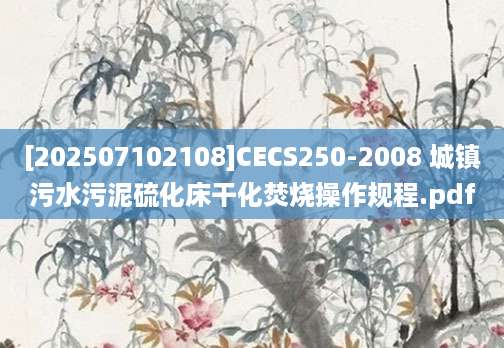 [202507102108]CECS250-2008 城镇污水污泥硫化床干化焚烧操作规程.pdf