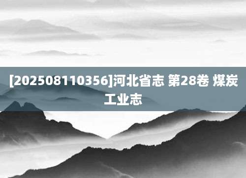 [202508110356]河北省志 第28卷 煤炭工业志