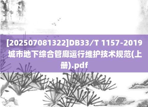[202507081322]DB33∕T 1157-2019 城市地下综合管廊运行维护技术规范(上册).pdf