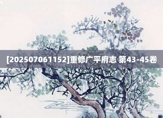 [202507061152]重修广平府志 第43-45卷