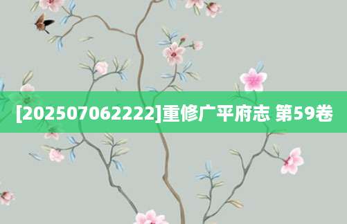 [202507062222]重修广平府志 第59卷