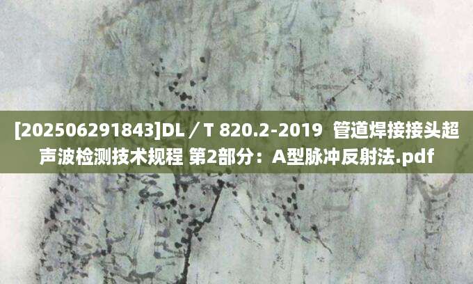 [202506291843]DL／T 820.2-2019  管道焊接接头超声波检测技术规程 第2部分：A型脉冲反射法.pdf