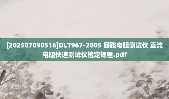 [202507090516]DLT967-2005 回路电阻测试仪 直流电阻快速测试仪检定规程.pdf