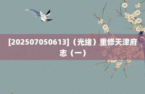 [202507050613]（光绪）重修天津府志（一）