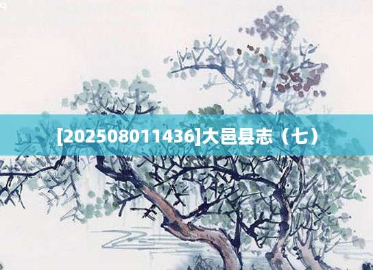 [202508011436]大邑县志（七）