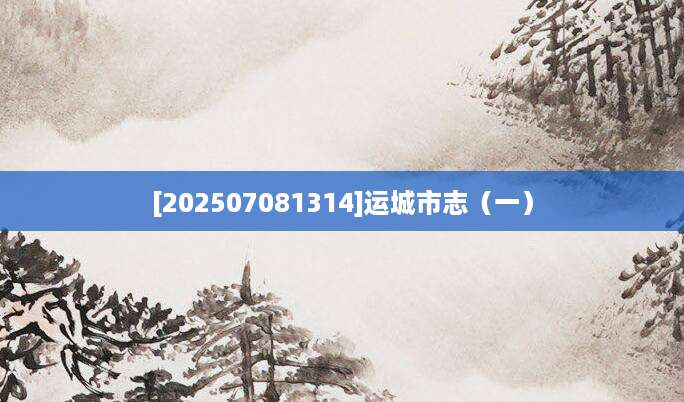 [202507081314]运城市志（一）