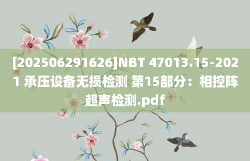 [202506291626]NBT 47013.15-2021 承压设备无损检测 第15部分：相控阵超声检测.pdf