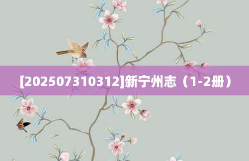 [202507310312]新宁州志（1-2册）