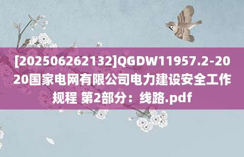 [202506262132]QGDW11957.2-2020国家电网有限公司电力建设安全工作规程 第2部分：线路.pdf