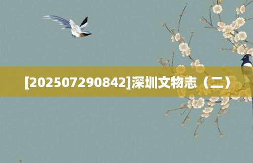 [202507290842]深圳文物志（二）