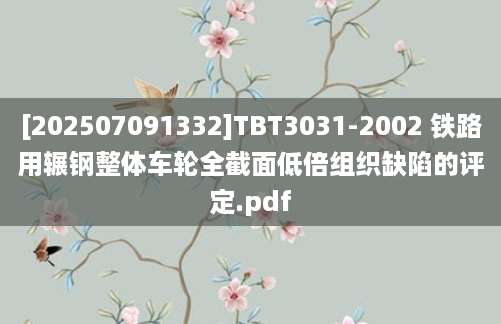 [202507091332]TBT3031-2002 铁路用辗钢整体车轮全截面低倍组织缺陷的评定.pdf