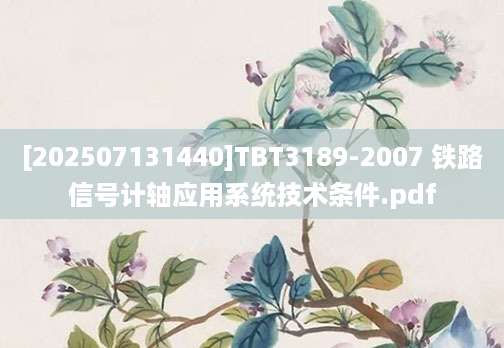 [202507131440]TBT3189-2007 铁路信号计轴应用系统技术条件.pdf