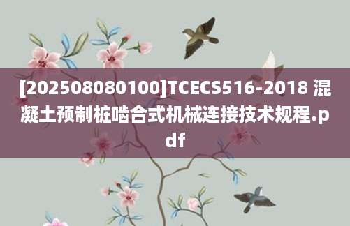 [202508080100]TCECS516-2018 混凝土预制桩啮合式机械连接技术规程.pdf