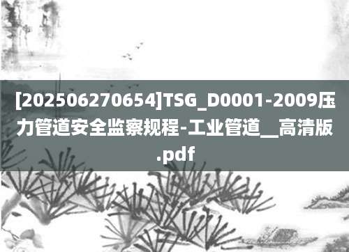 [202506270654]TSG_D0001-2009压力管道安全监察规程-工业管道__高清版.pdf
