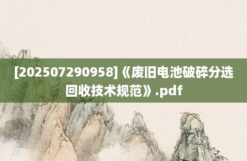 [202507290958]《废旧电池破碎分选回收技术规范》.pdf