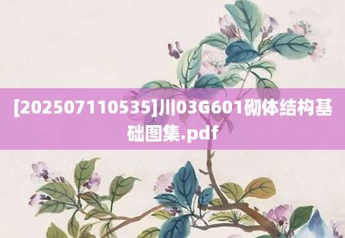 [202507110535]川03G601砌体结构基础图集.pdf