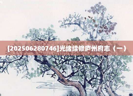 [202506280746]光绪续修庐州府志（一）