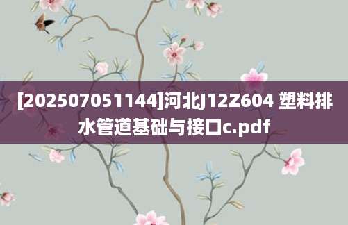 [202507051144]河北J12Z604 塑料排水管道基础与接口c.pdf