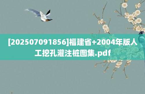 [202507091856]福建省+2004年版人工挖孔灌注桩图集.pdf