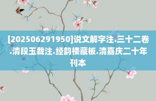 [202506291950]说文解字注.三十二卷.清段玉裁注.经韵楼藏板.清嘉庆二十年刊本
