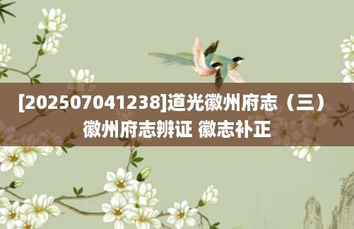 [202507041238]道光徽州府志（三） 徽州府志辨证 徽志补正