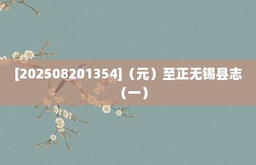 [202508201354]（元）至正无锡县志（一）