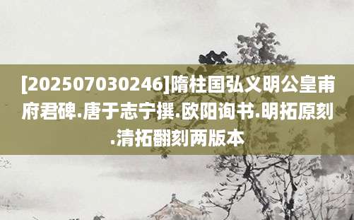 [202507030246]隋柱国弘义明公皇甫府君碑.唐于志宁撰.欧阳询书.明拓原刻.清拓翻刻两版本