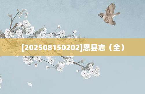 [202508150202]恩县志（全）