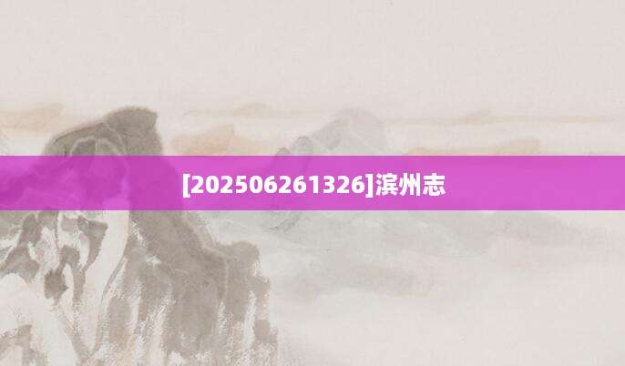 [202506261326]滨州志