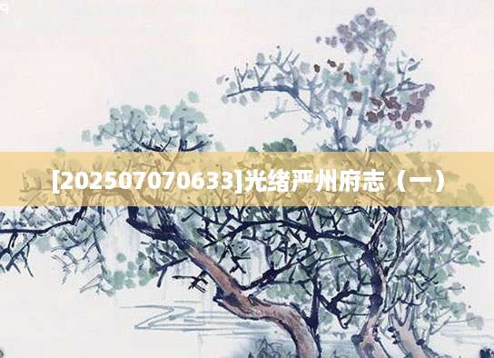 [202507070633]光绪严州府志（一）