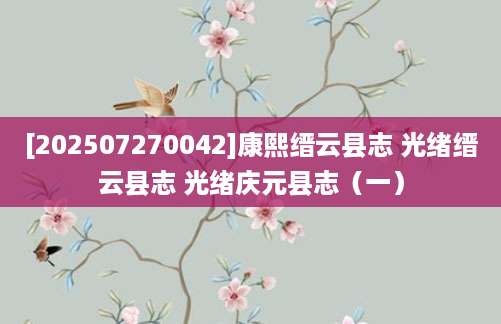 [202507270042]康熙缙云县志 光绪缙云县志 光绪庆元县志（一）