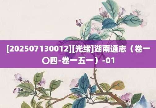 [202507130012][光绪]湖南通志（卷一〇四-卷一五一）-01