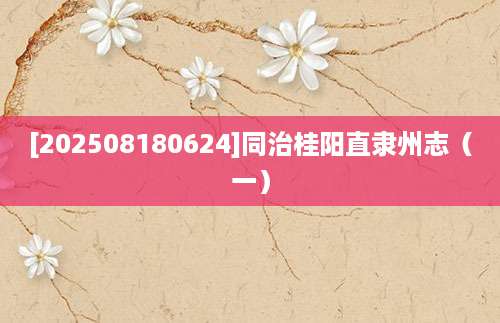 [202508180624]同治桂阳直隶州志（一）