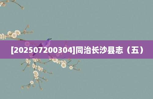 [202507200304]同治长沙县志（五）