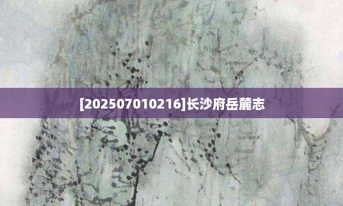 [202507010216]长沙府岳麓志