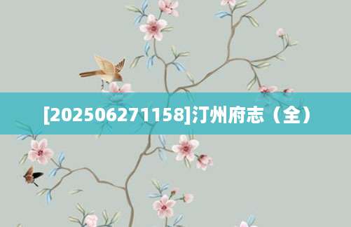 [202506271158]汀州府志（全）