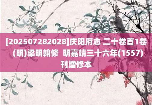 [202507282028]庆阳府志 二十卷首1卷  (明)梁明翰修  明嘉靖三十六年(1557)刊增修本