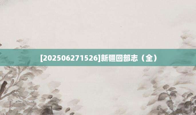 [202506271526]新疆回部志（全）