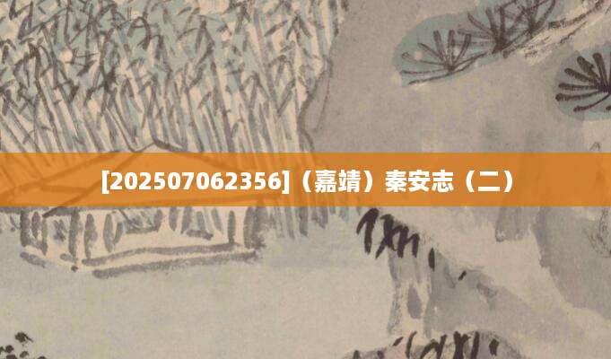 [202507062356]（嘉靖）秦安志（二）