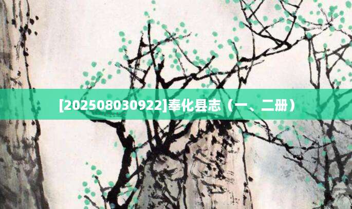 [202508030922]奉化县志（一、二册）