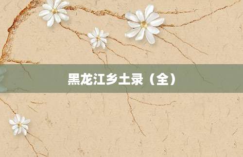 [202508070401]黑龙江乡土录（全）