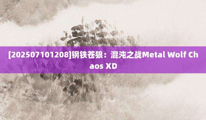 [202507101208]钢铁苍狼：混沌之战Metal Wolf Chaos XD