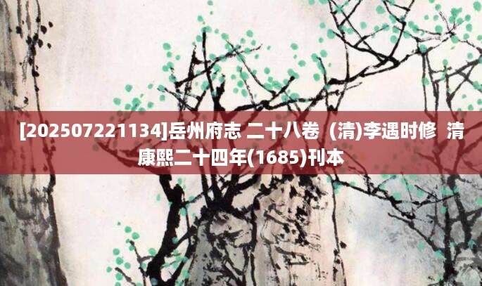 [202507221134]岳州府志 二十八卷  (清)李遇时修  清康熙二十四年(1685)刊本