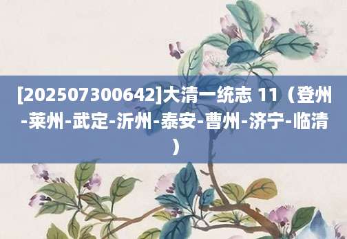 [202507300642]大清一统志 11（登州-莱州-武定-沂州-泰安-曹州-济宁-临清）