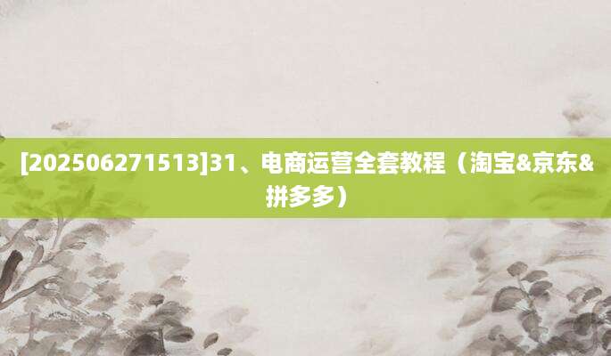 [202506271513]31、电商运营全套教程（淘宝&京东&拼多多）