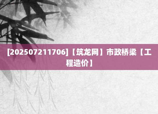 [202507211706]【筑龙网】市政桥梁【工程造价】