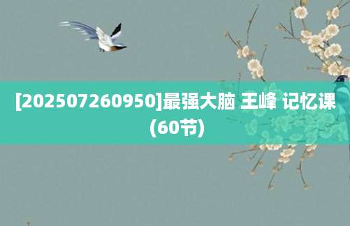 [202507260950]最强大脑 王峰 记忆课 (60节)