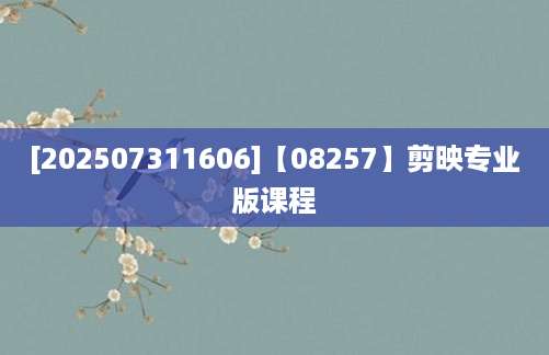 [202507311606]【08257】剪映专业版课程