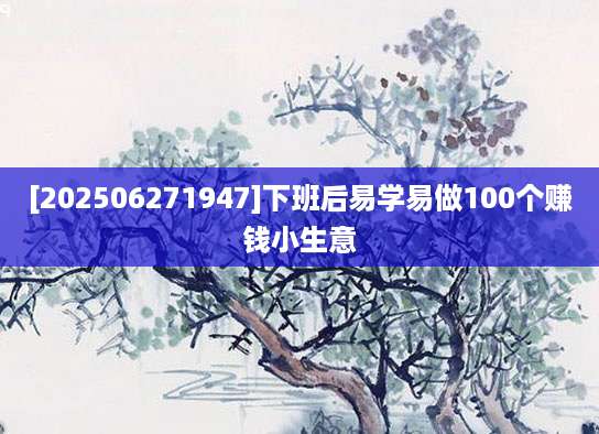 [202506271947]下班后易学易做100个赚钱小生意